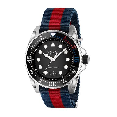 gucci red blue watch band|Gucci watch blue band.